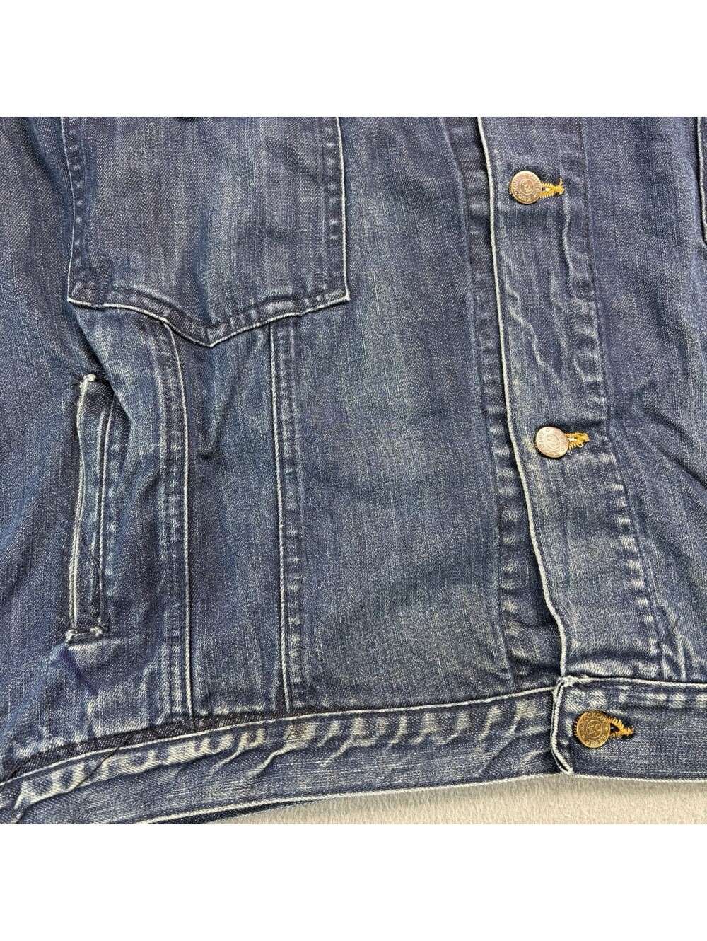 Vintage 90s Knockout Jeans Denim Jean Trucker Jacket Size XL Blue Baggy Hip Hop - Picture 9 of 9